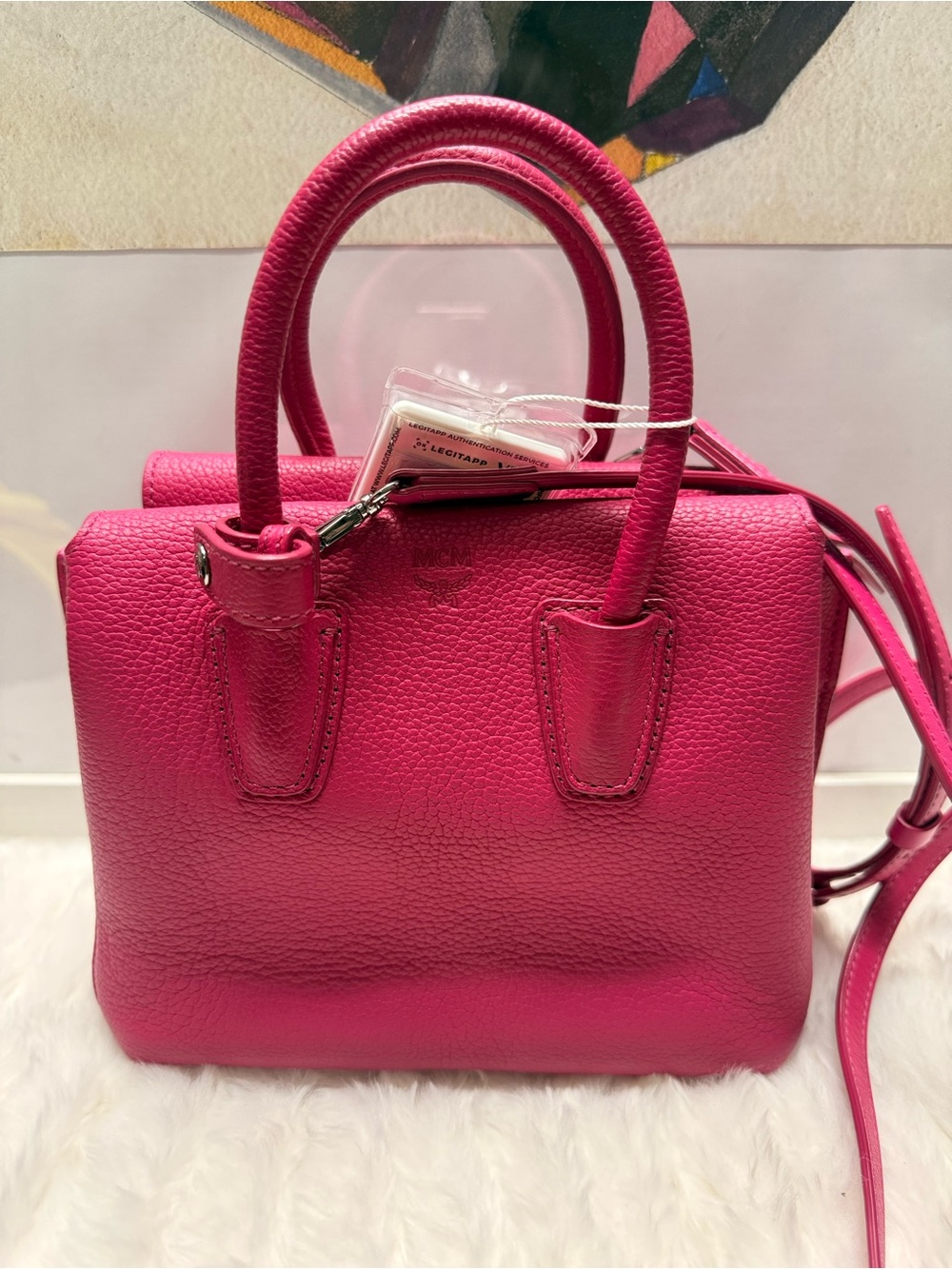 MCM-Rose Pink Leather Shoulder Bag